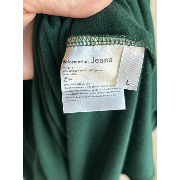 Reformation Jeans Zarina Midi Dress L Dark Green Pockets Quiet Luxury Casual - Picture 6 of 8